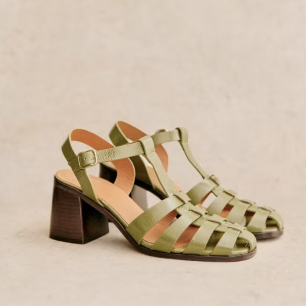 Sezane Florie Sandals Polished Pistachio - Size 8
